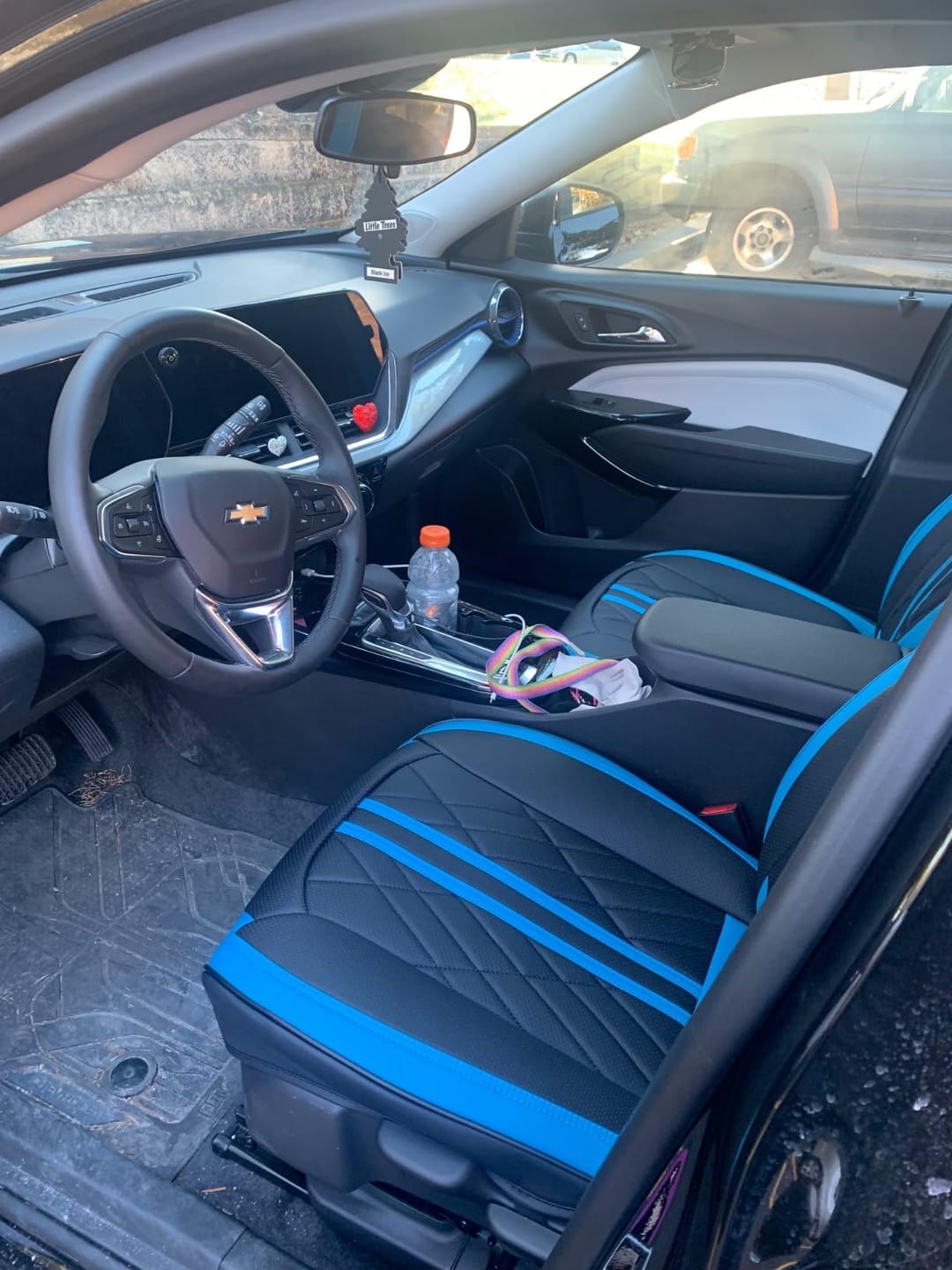 Customer photo review of Orange Black Seat Cover