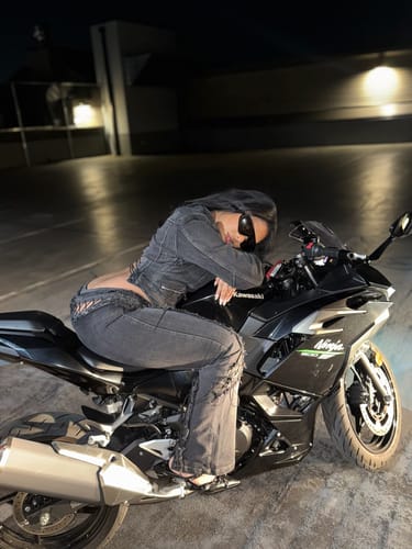 Customer photo review of THE VILLAIN MOTO JACKET (BLACK DENIM)