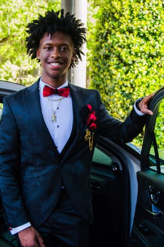 Customer photo review of Jaxon Full Tux Set | Feather Bow Tie |+ Pocket Square | + Cuff Links
