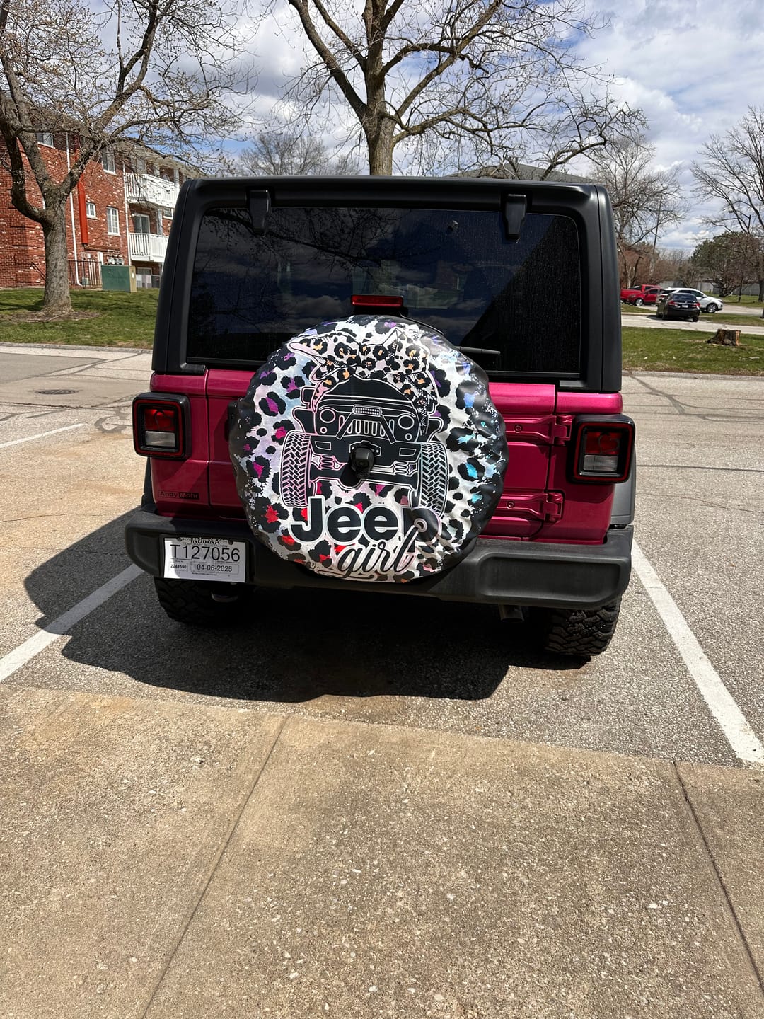 Customer photo review of Jeep Girl Pink Black Leopard Pattern Spare Tire Cover LT11