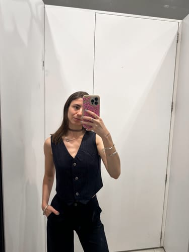 Customer photo review of Vest Lineas Lurex Blue