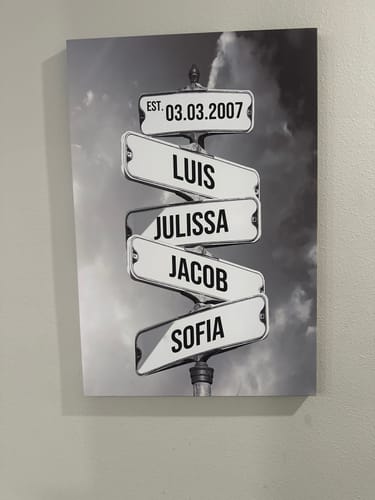 Customer photo review of 1 DATE WITH NAMES UNDERNEATH by Cstm Canvas