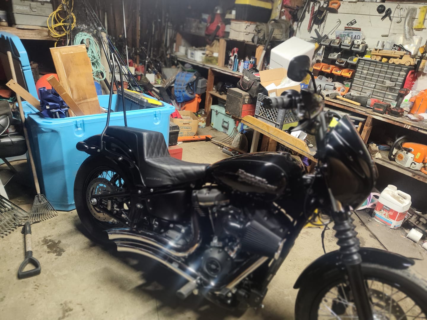 Customer photo review of Iron Born Blade 25" Sissy Bar for Harley Softail Street Bob Matte Black