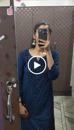 Customer video review of Navy Blue 2 piece Rayon Mukaish set
