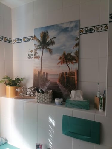 Customer photo review of Alu-Dibond Bild | Palmen am Strandweg | Hochformat