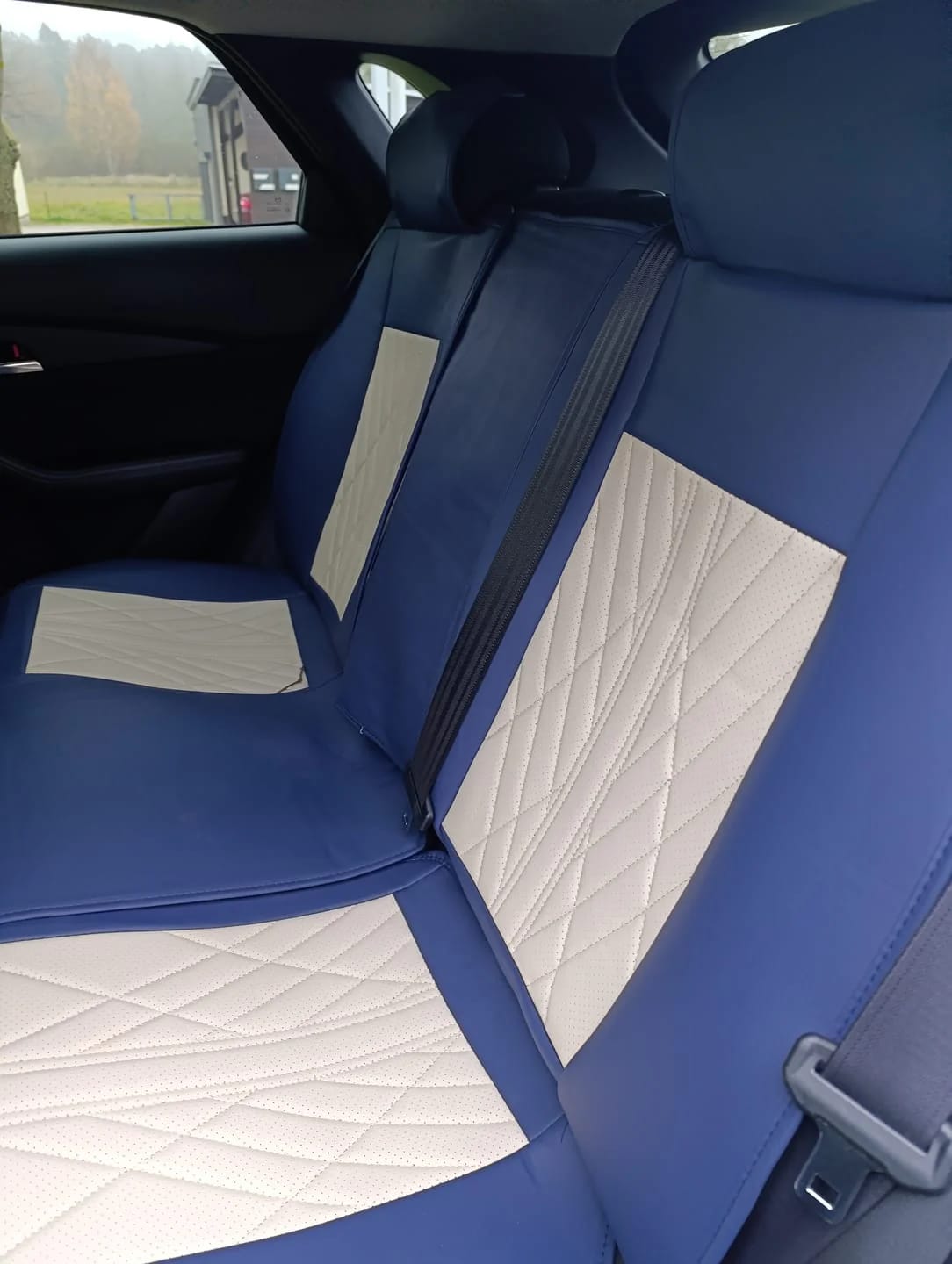 Customer photo review of Black & Gray Seat Cover