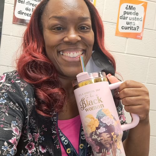 Customer photo review of Pink “Royalty Blossomed” 40oz Insulated Tumbler – "It’s a Beautiful Day to be a Black Woman"