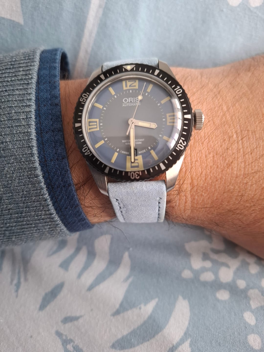 Customer photo review of Suede Watch Strap Premium Hand-made