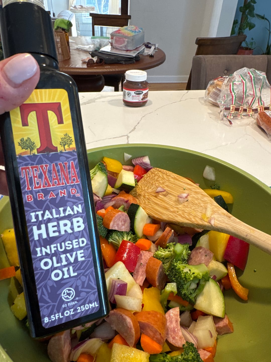 Customer photo review of Texana Brand Italian Herb Infused Olive Oil, 250ml (8.5fl oz)