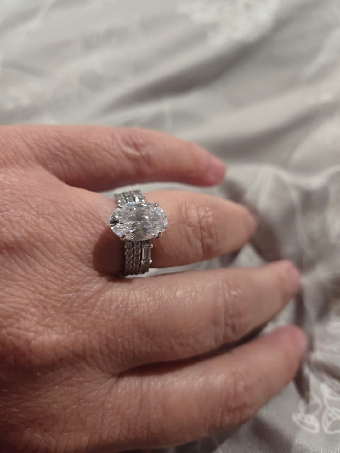 Customer photo review of S925 Louily 2.0Ct Emerald Cut Stunning Full Wedding Band Stackable Band For Women