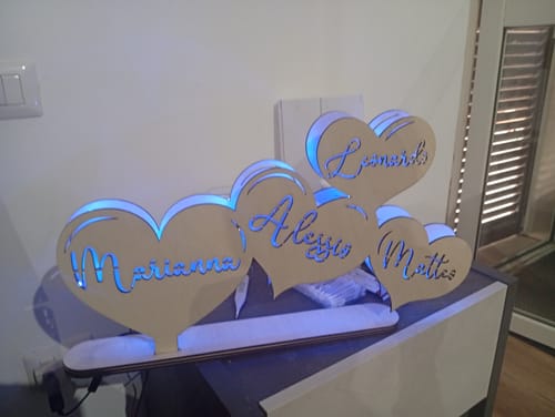 Customer photo review of Lampada Cuori Personalizzata Con Nomi Famiglia o Coppia
