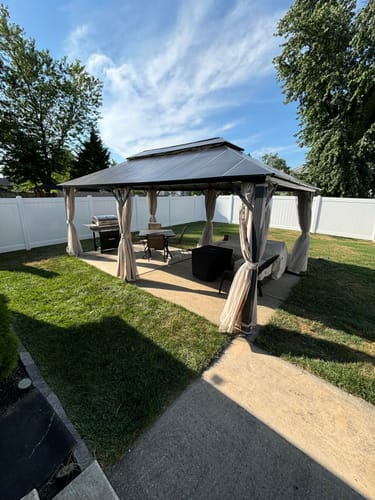 Customer photo review of Homrest 12' x 20' Hardtop Gazebo, Aluminum Composite Double Roof for Patio and Garden, Curtains and Netting