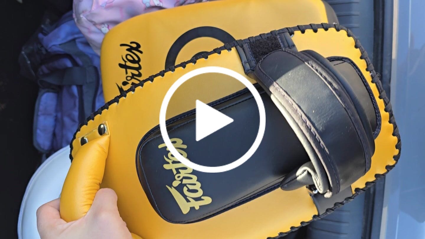 Customer video review of Fairtex KPLC6 Muay Thai Curved Small Pad - Black, Gold, Black/Red