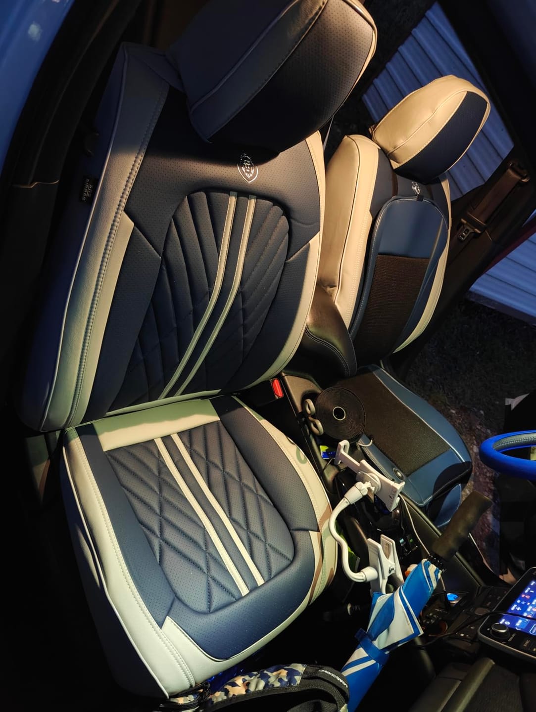 Customer photo review of Brown Black Seat Cover