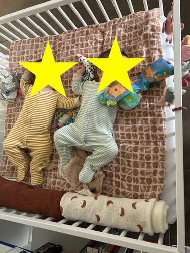 Customer photo review of Gold & Green Striped Organic Babygrow Set