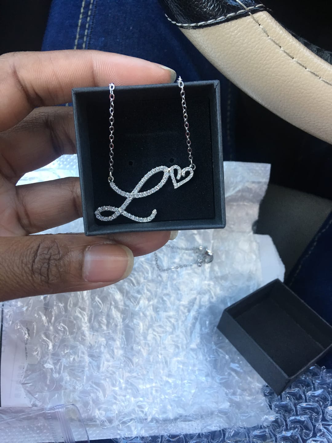 Customer photo review of Luxe Crystal Custom Pendant Necklace