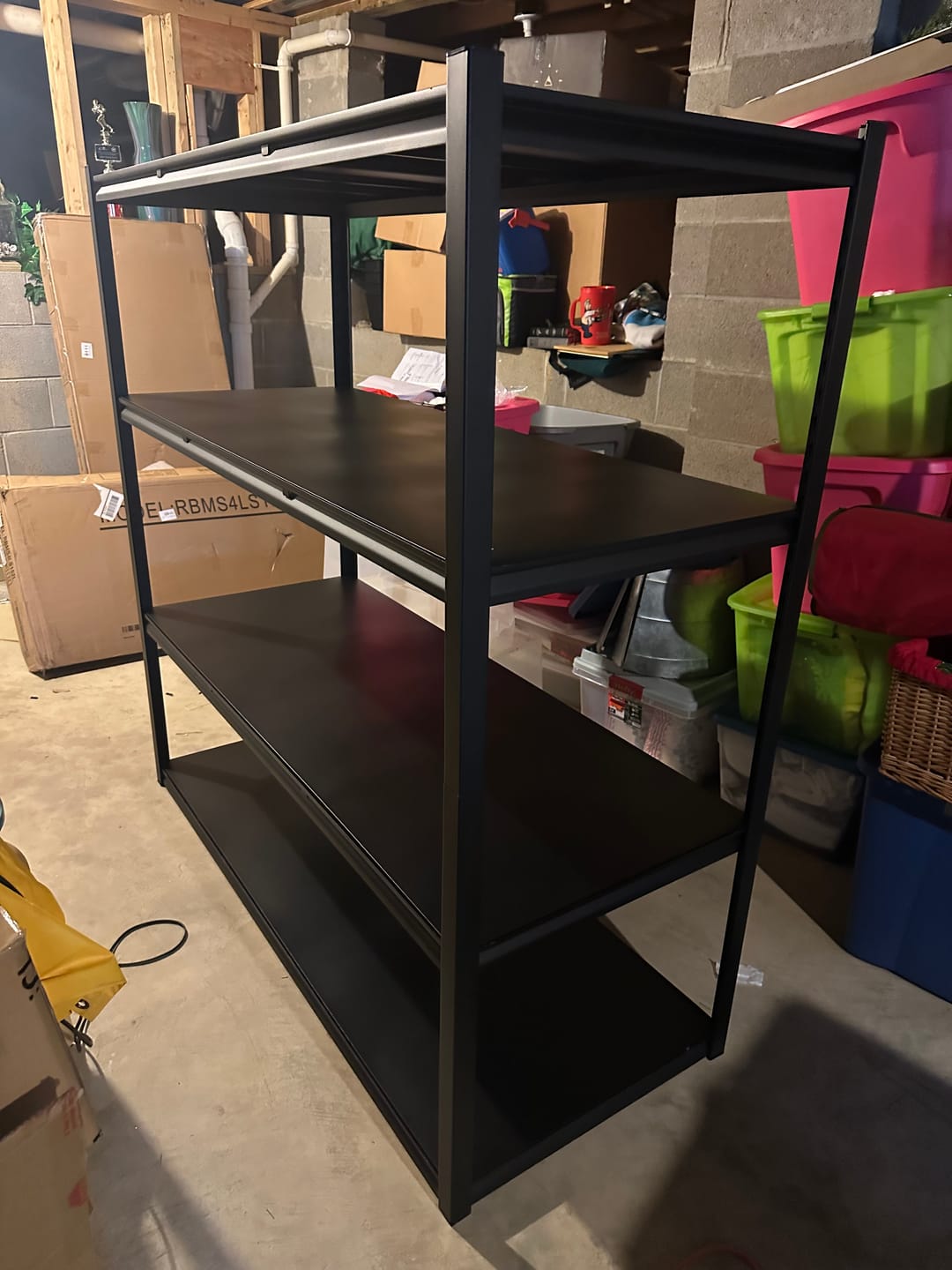 Customer photo review of Reibii 4-Tier 2650LBS Heavy Duty Industrial Garage Shelving Units,60" W Adjustable Metal Storage Shelves Racks for Garage, Warehouse, Basement