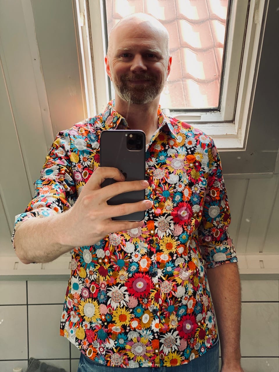 Customer photo review of Herren Langarmhemd aus Baumwolle mit Blumenmuster