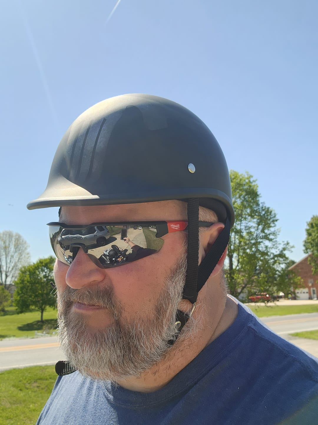 Customer photo review of Low Profile Reversible DOT Polo Helmet / Punisher