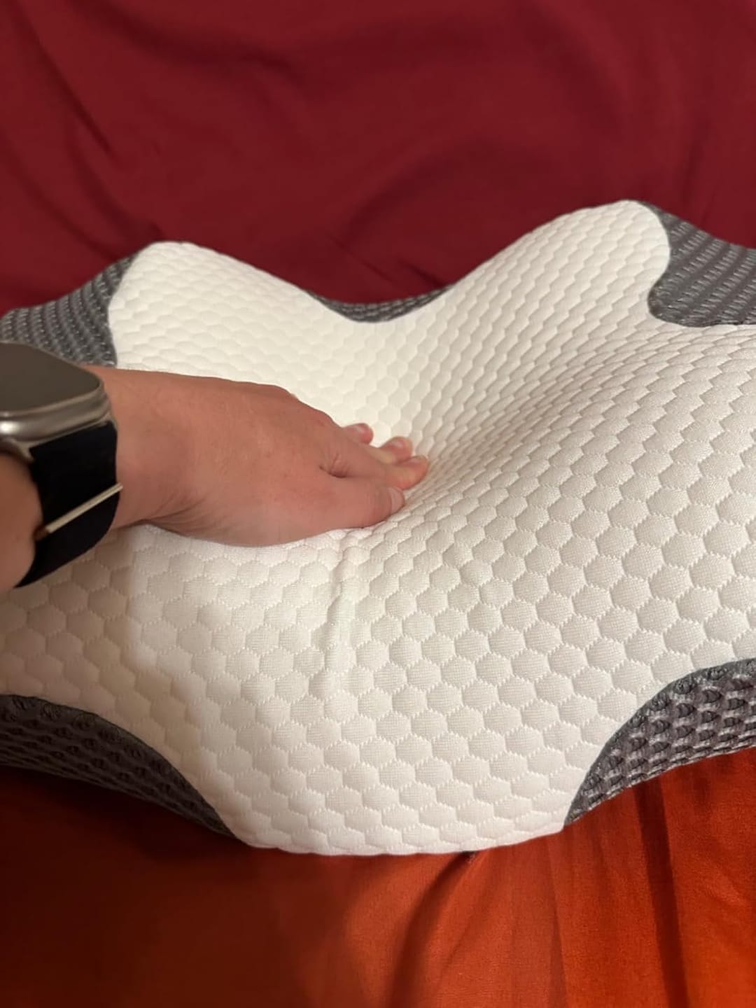 Customer photo review of Breeze® Cervical Pillow - Orthopaedic Contour Shaped Memory Foam | Cooling