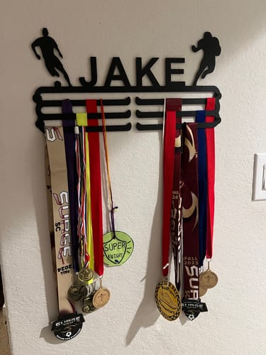 Customer photo review of Customized Medal Display Hanger