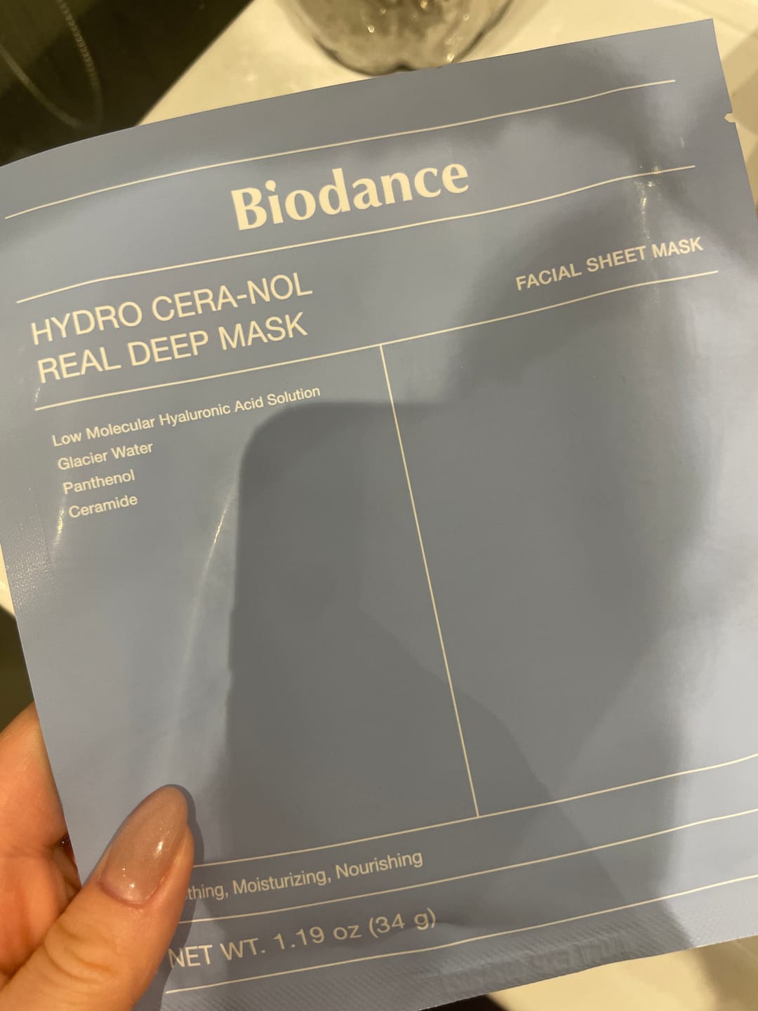 Customer photo review of Nakts hidrogela maska ar keramīdiem Biodance Hydro Cera-Nol Real Deep Mask