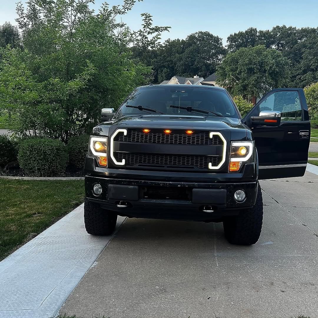 Customer photo review of Raptor Style Mesh Grille W/DRL & Turn Signal Lights For 2009-2014 Ford F150 - Matte Black