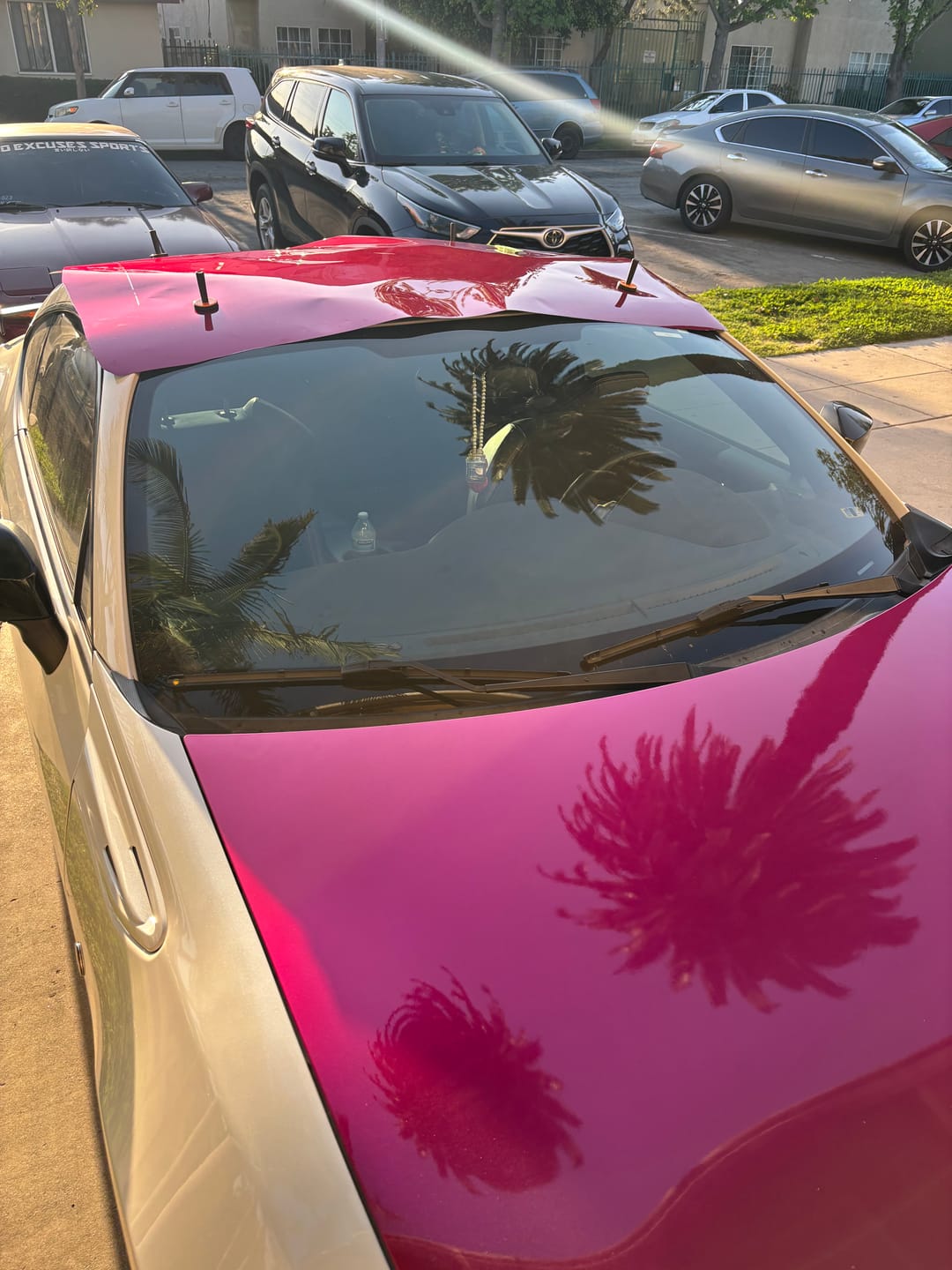 Customer photo review of Glossy Metallic Rubellite Purple Vinyl Wrap