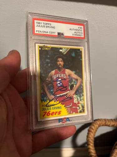 Customer photo review of Julius Erving 1981 Topps Signed Basketball Card #30 Auto Graded PSA 9 91656821