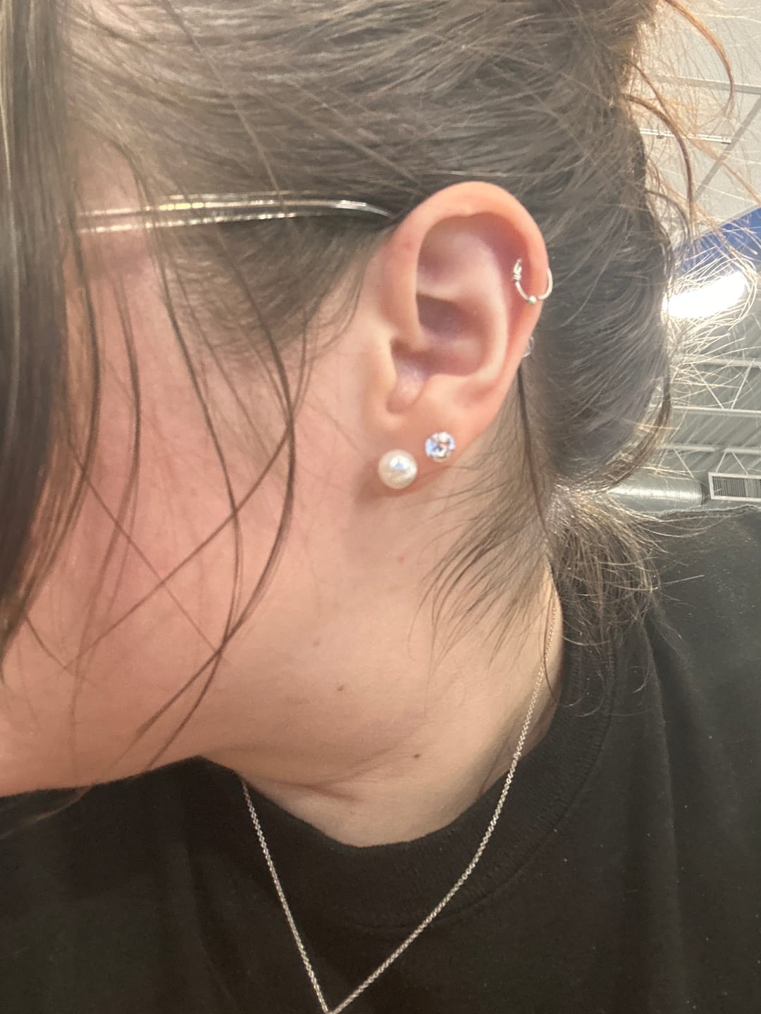 Customer photo review of Faux Pearl Studs Hypoallergenic Earrings for Sensitive Ears Made with Plastic Posts