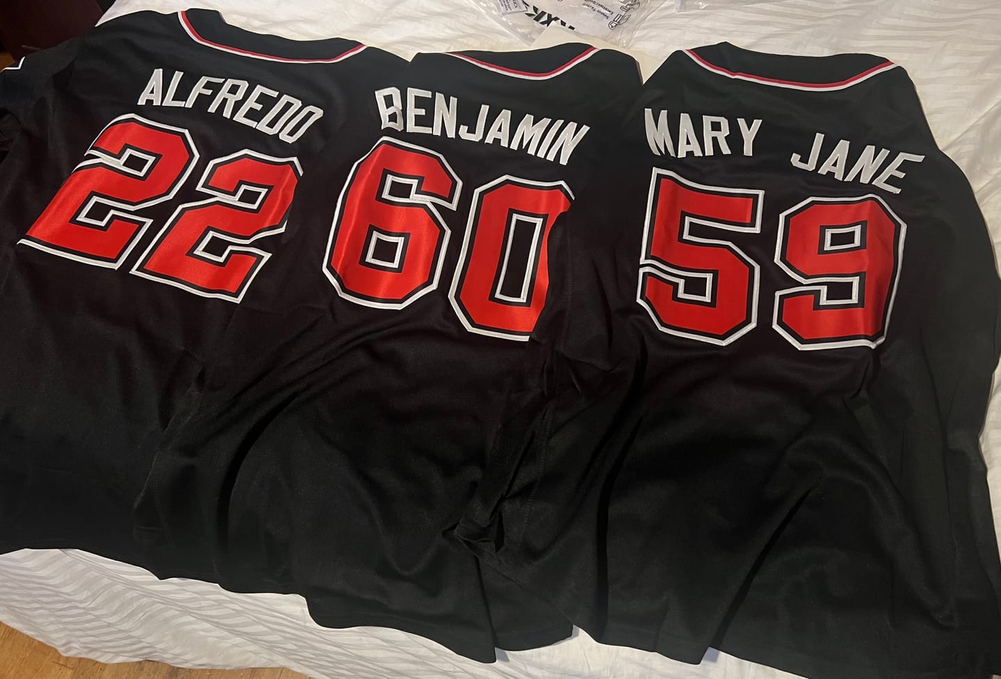 Customer photo review of Custom Black Red-White Classic Style Authentic Baseball Jersey