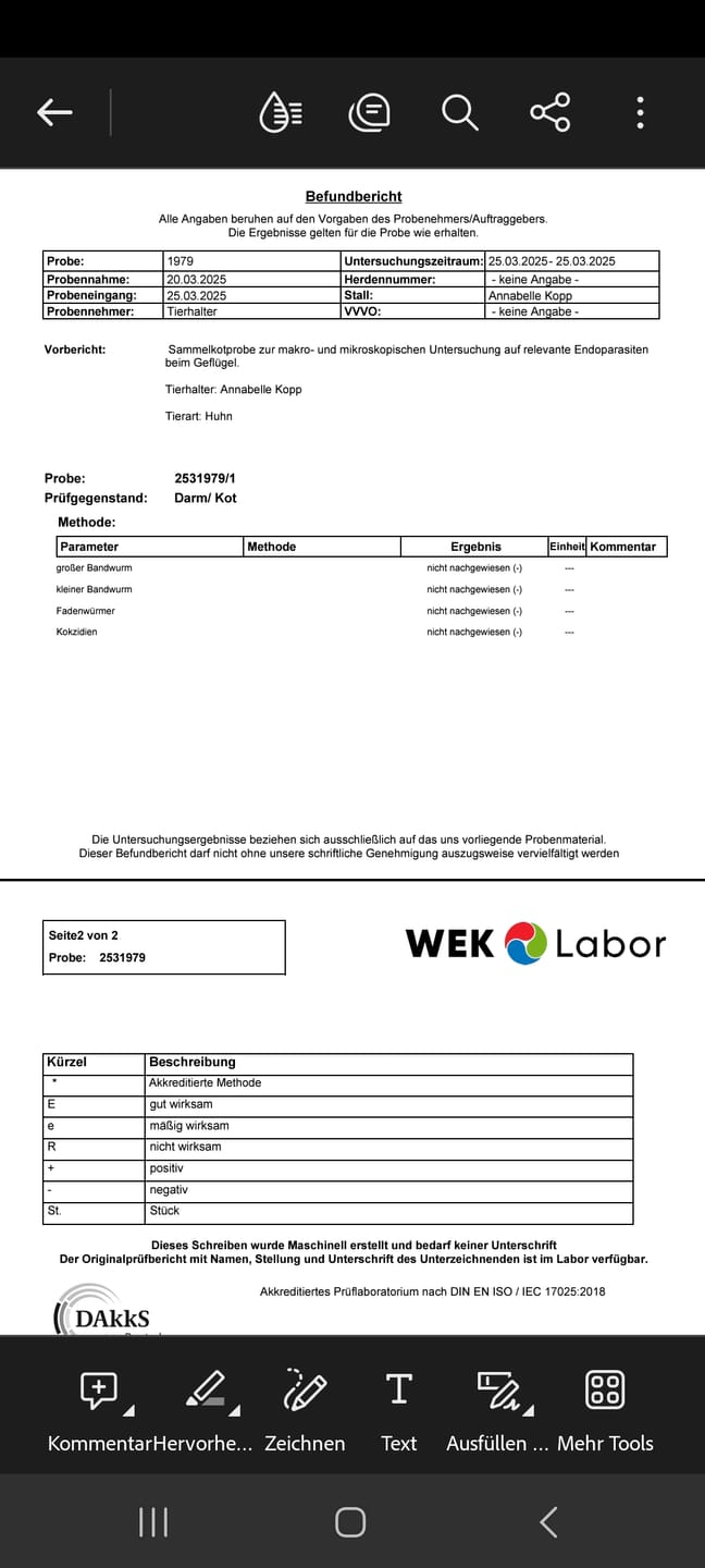 Customer photo review of WurmCheck – Kotprobe für Hühner I Kotuntersuchung für zu Hause