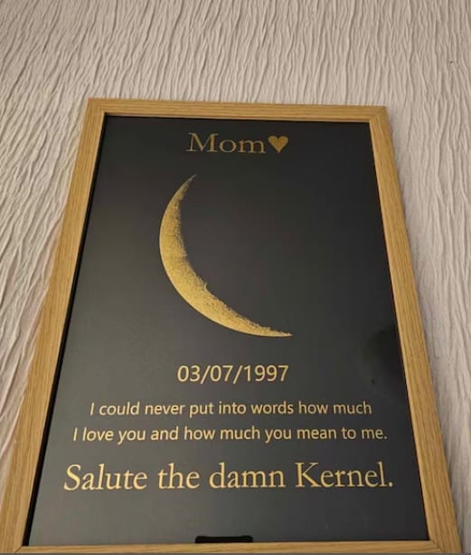 Customer photo review of Custom Moon Phase and Names Wooden Frame with Your Text