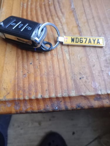 Customer photo review of Personalised Metal Number Plate Keyring