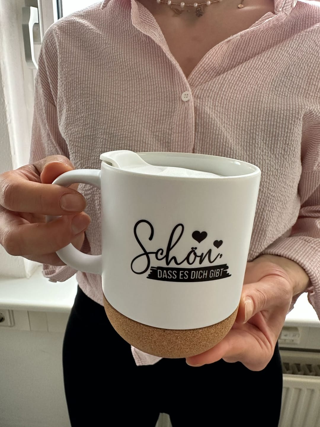 Customer photo review of Tasse mit Korksockel- Schön, dass es dich gibt