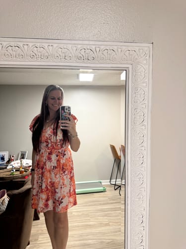 Customer photo review of Watercolor Flutter Sleeve Dress