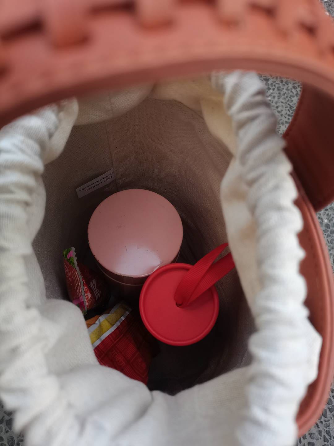 Customer photo review of Marina Raffia Straw Bucket Bag
