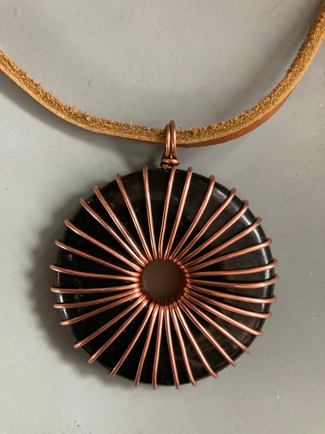 Customer photo review of Manly Man's Shungite Necklace, Minnesota Superior Cowhide Cording
