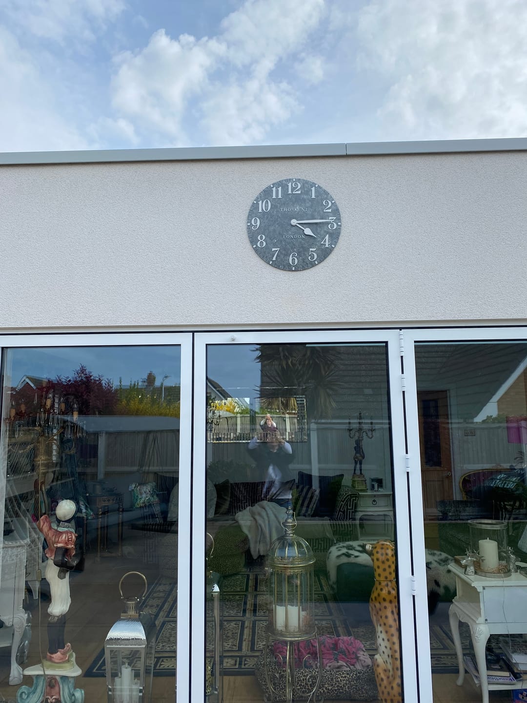Customer photo review of Thomas Kent London. Arabic Outdoor Wall Clock 20" (51cm) Cement