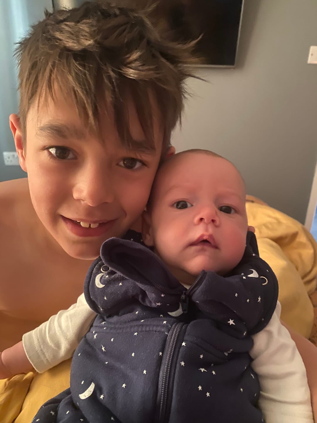 Customer photo review of sleep swaddle bag  blue moon and stars | Newborn | 2.5 Tog