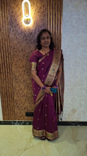 Customer photo review of Wine Purple Woven Paithani Silk Saree