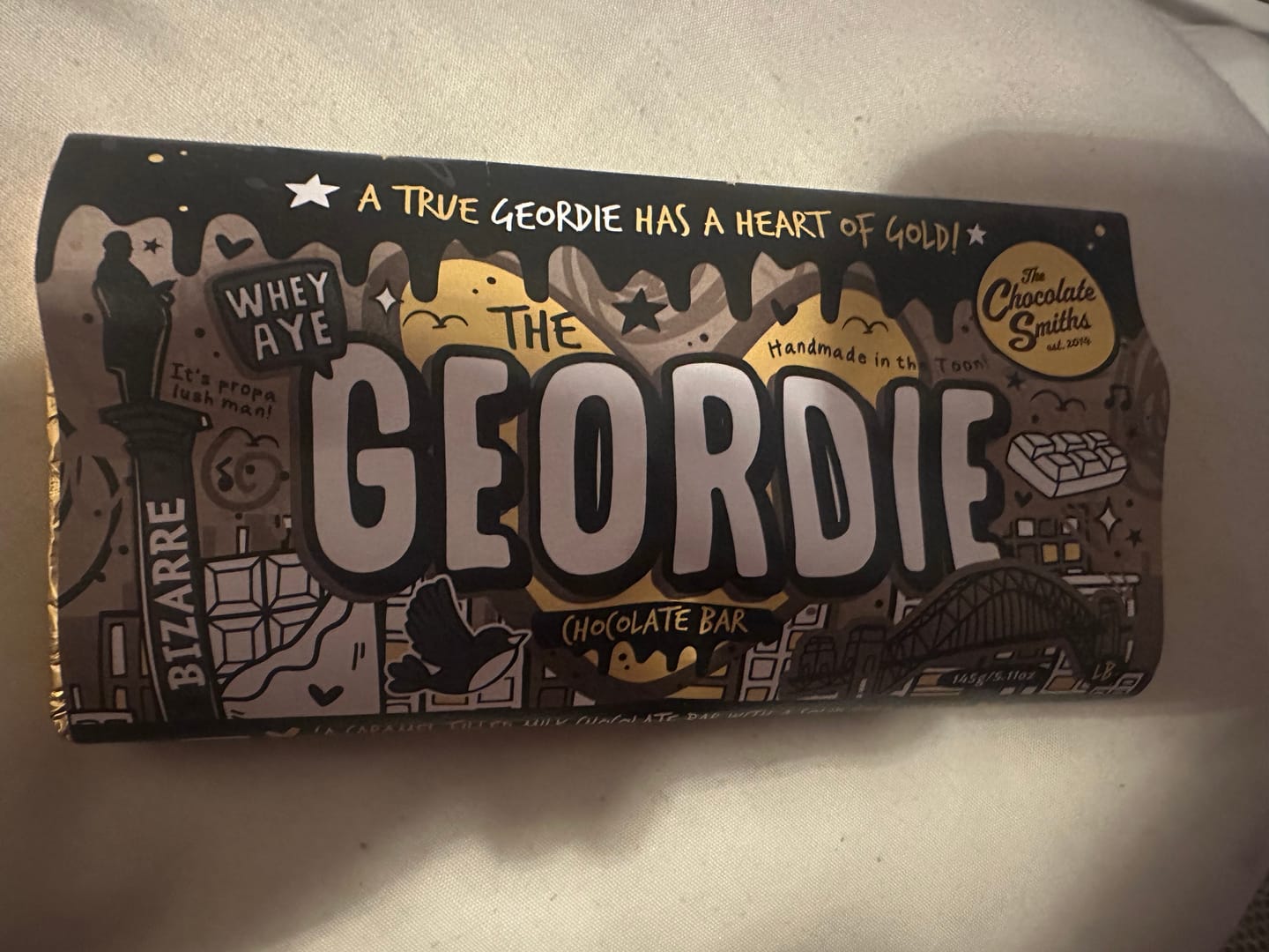 Customer photo review of The Geordie Bar double chocolate and caramel filled bar 145g
