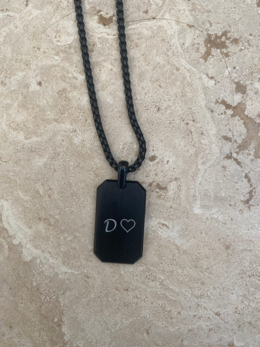 Customer photo review of Matte Modern Dog Tag