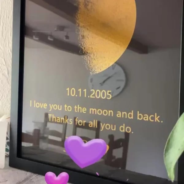 Customer photo review of Custom Moon Phase and Names Wooden Frame with Your Text
