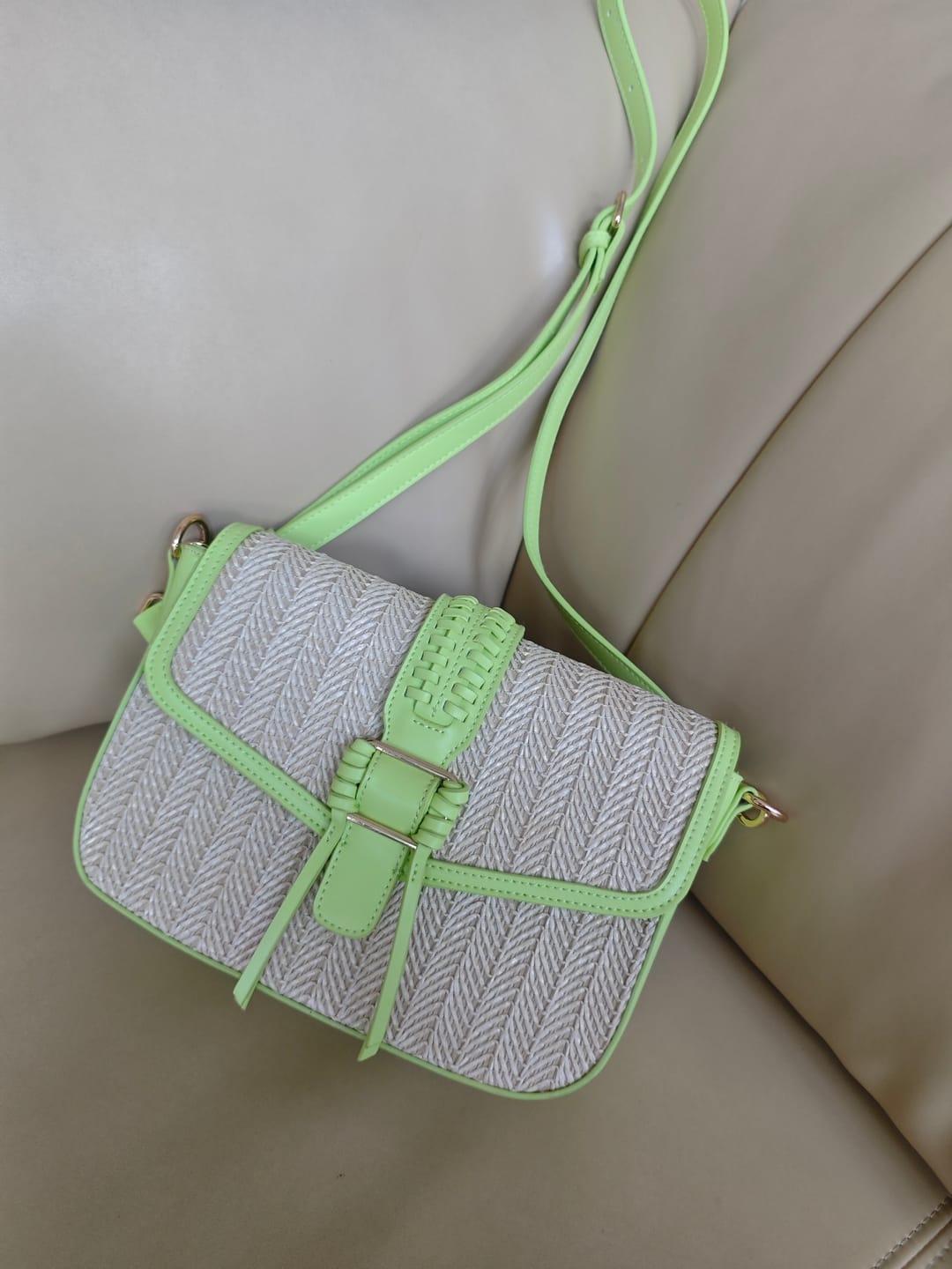 Customer photo review of Marina Raffia Straw Crossbody Bag