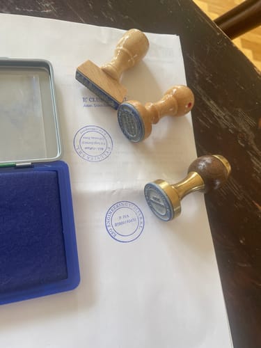 Customer photo review of Timbro manuale in legno 40x10 mm. max 2 righe