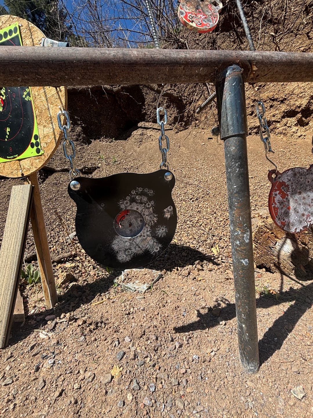Customer photo review of 10" X 3/8" AR500 Steel Bullseye Gong Target