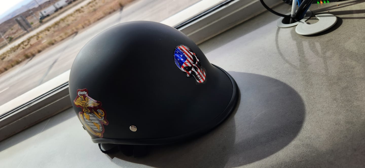 Customer photo review of World's Smallest & Lightest DOT Open Face Polo Helmet- Matte Black