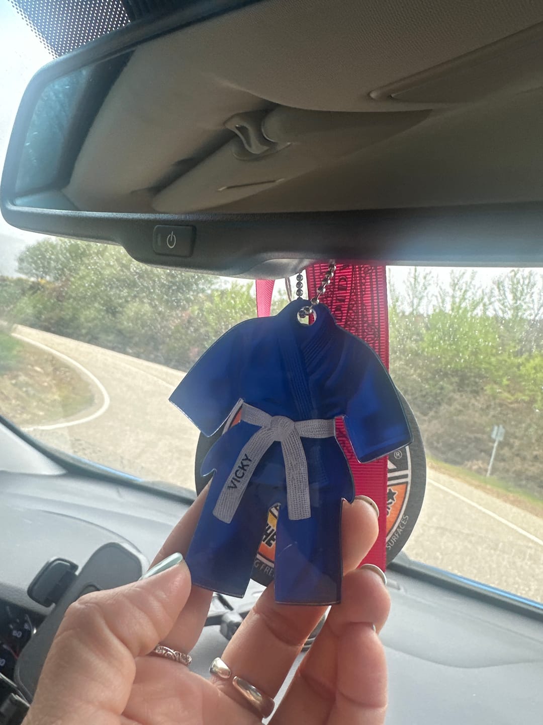 Customer photo review of Jiu-Jitsu,Karate Gift - Personalized Black Belt Car Ornament