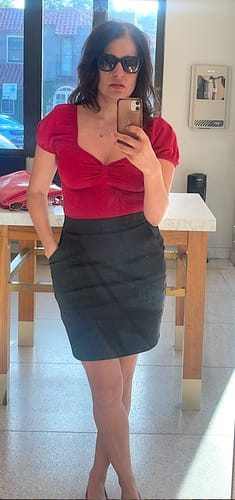 Customer photo review of PRE-ORDER - Rebel Mini Skirt in Black - Vixen by Micheline Pitt